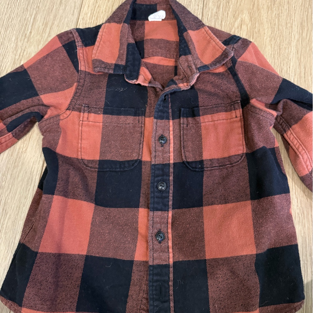 GAP orange and Black Plaid Shirt
